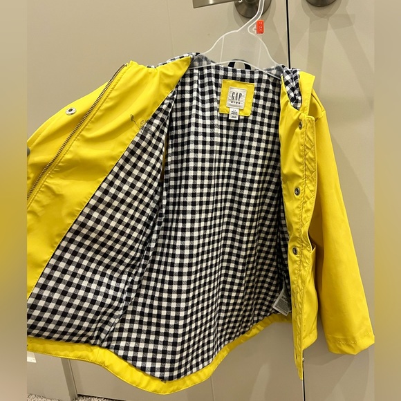 COPY - Gap Kids Broght Lemon Yellow Rain Jacket Coat waterproof S - Picture 3 of 8